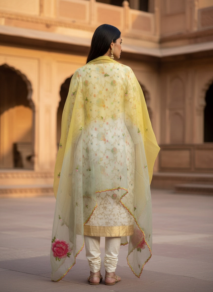 Semi Stitched Formal chanderi Suitset