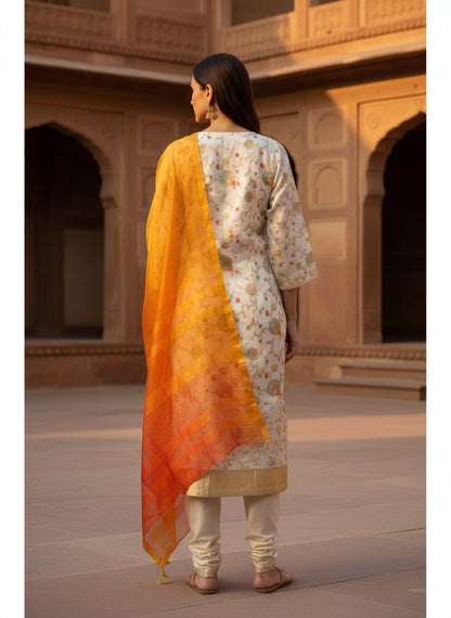 Semi Stitched Formal chanderi Suitset