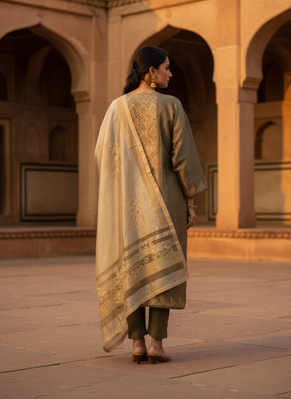 Semi Stitched Formal chanderi Suitset