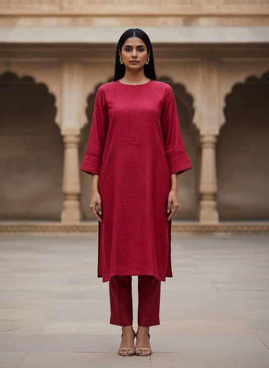 Semi Stitched Formal Chanderi Kurta