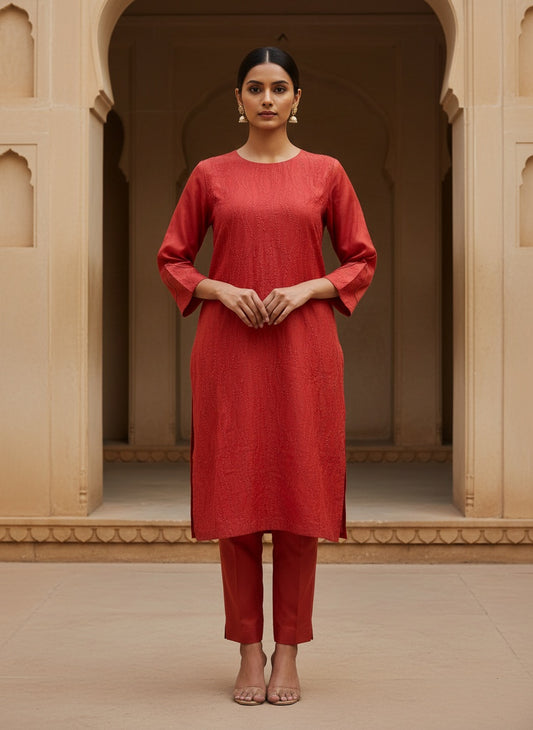 Semi Stitched Formal Chanderi Kurta